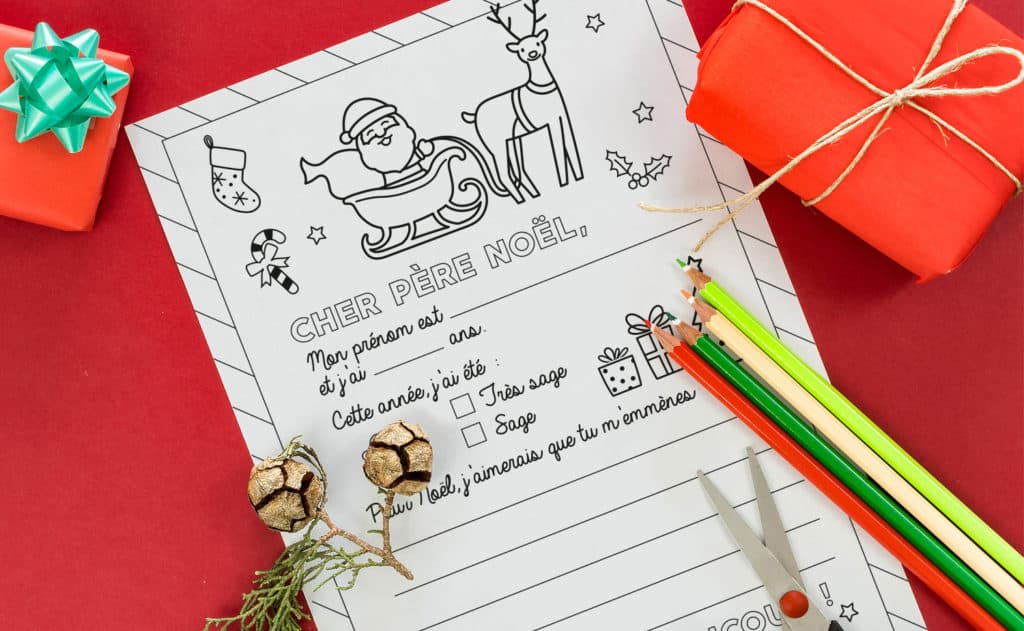 Lettre coloriage au Père Noël à télécharger OFFERT