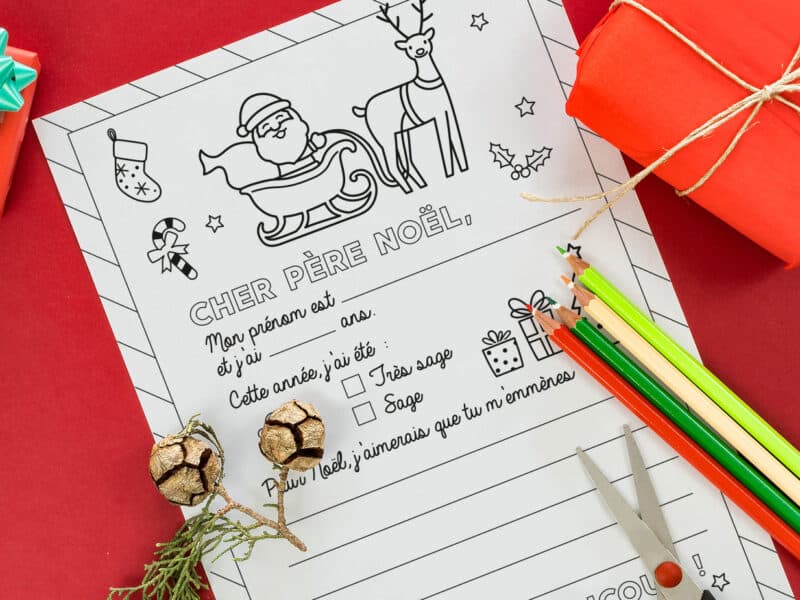Lettre coloriage au Père Noël à télécharger OFFERT
