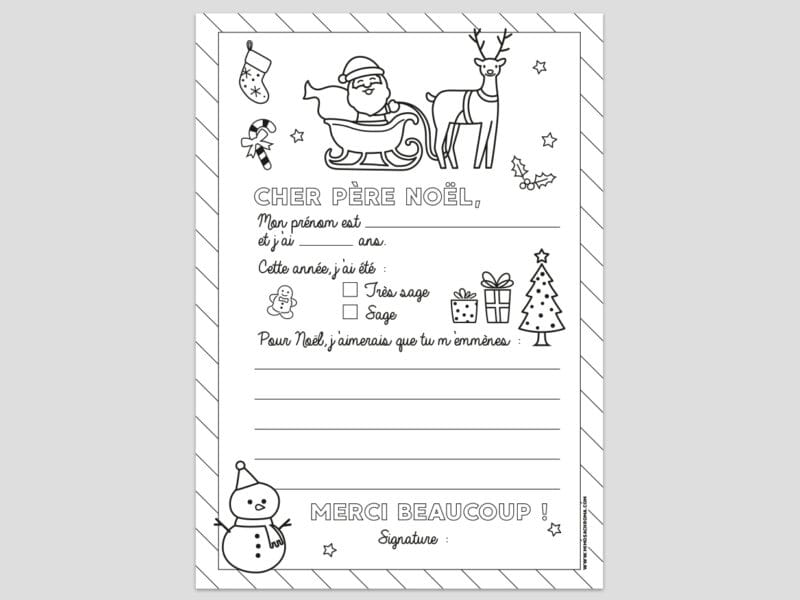 Lettre coloriage au Père Noël à télécharger OFFERT Lettre coloriage au Père Noël à télécharger OFFERT