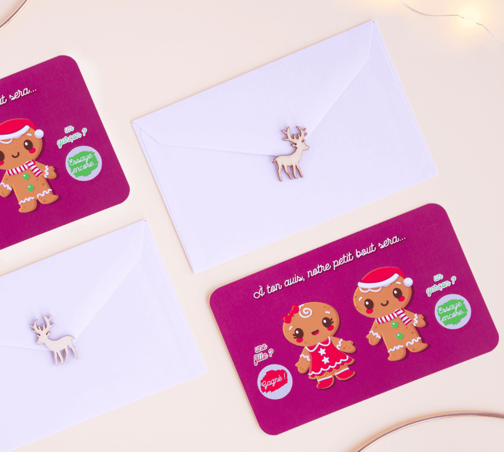 Mini carte à gratter annonce sexe du bébé - bonhomme de pain d'épices