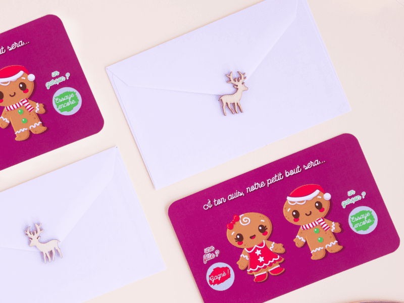 Mini carte à gratter annonce sexe du bébé - bonhomme de pain d'épices