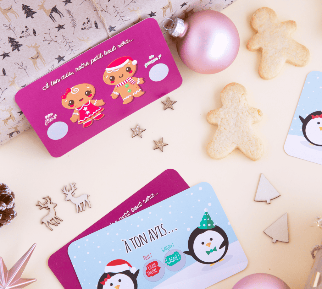 Mini carte à gratter annonce sexe du bébé - bonhomme de pain d'épices