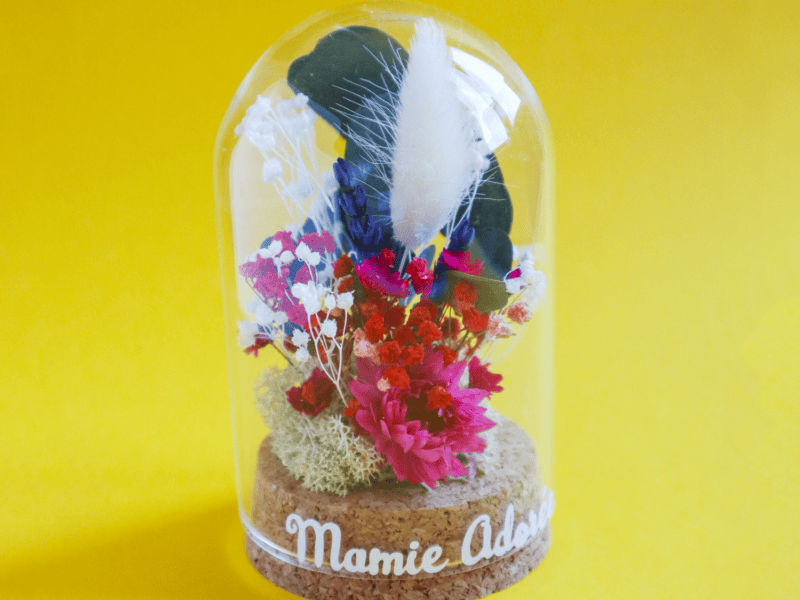 Mini cloche de fleurs séchées personnalisée – Fête des grands-mères Mini cloche de fleurs séchées personnalisée - Fête des grands-mères