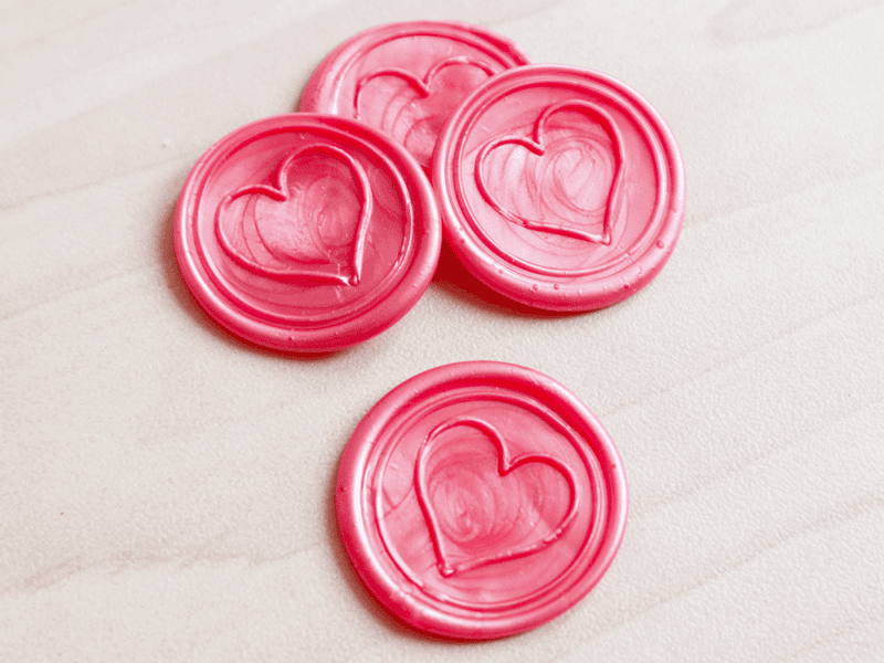 Cachet de cire autocollant, sceau de cire mariage - motif coeur
