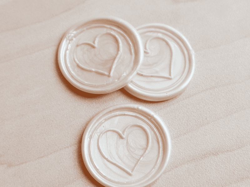 Cachet de cire autocollant, sceau de cire mariage - motif coeur