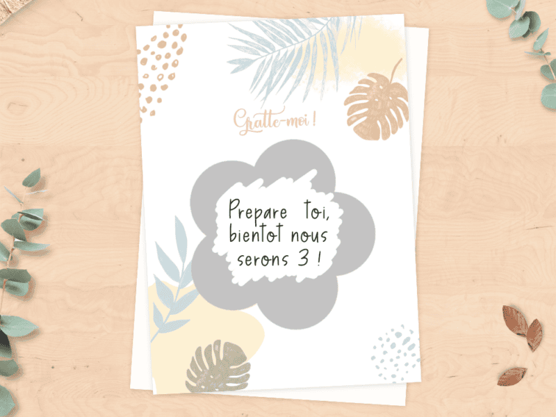 Carte à gratter à personnaliser pour demande en mariage, annonce grossesse - Style boho