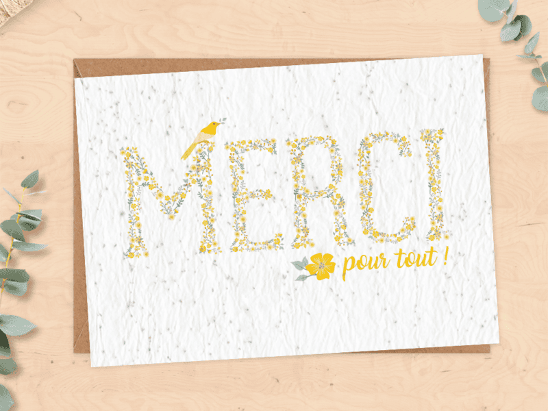Carte à planter Merci pour tout fleuri - cadeau nounou, Maîtresse, ATSEM, AVS