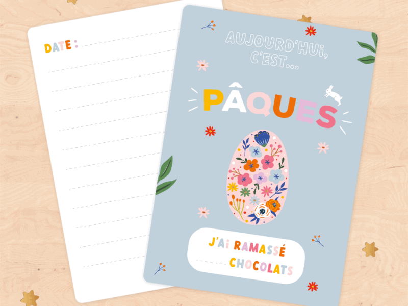 Carte étape pour photo souvenir Pâques