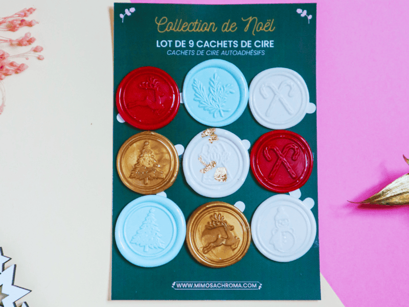 Lot de 9 cachets de cire autocollant, sceau de cire pour emballage cadeaux de Noël