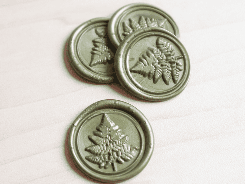 Cachet de cire autocollant, sceau de cire mariage - motif fougère