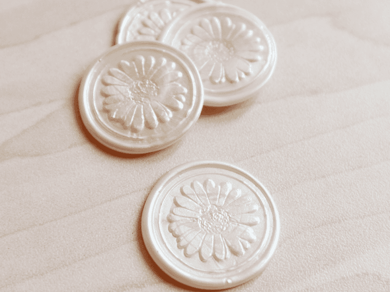 Cachet de cire autocollant, sceau de cire mariage - motif marguerite