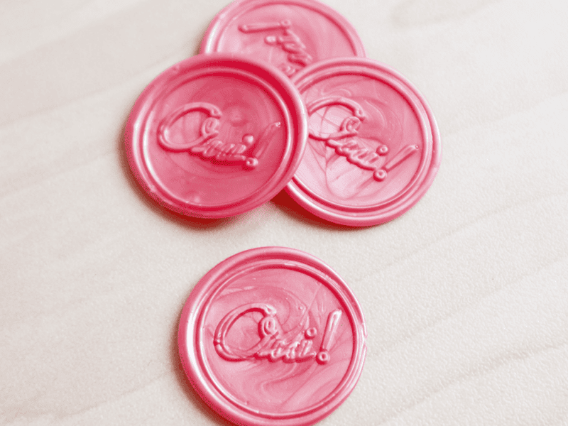 Cachet de cire autocollant, sceau de cire mariage - motif texte oui