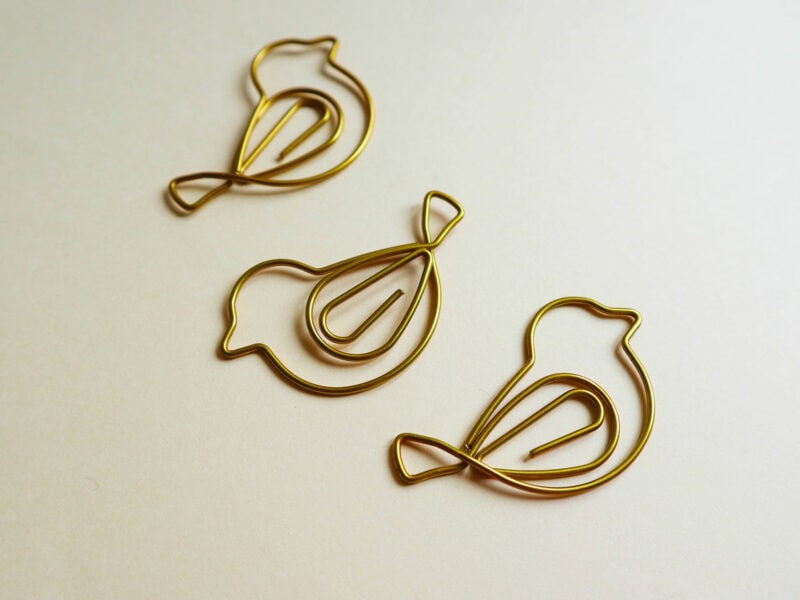 Lot de trombones en forme d'oiseau doré - embellissement faire-part de mariage ou naissance