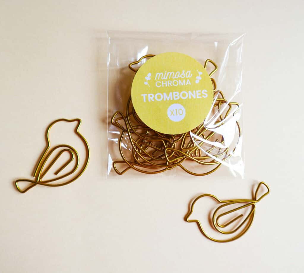 Lot de trombones en forme d'oiseau doré - embellissement faire-part de mariage ou naissance