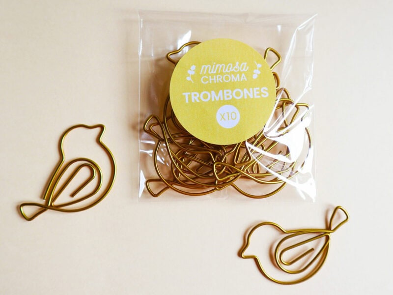 Lot de trombones en forme d'oiseau doré - embellissement faire-part de mariage ou naissance
