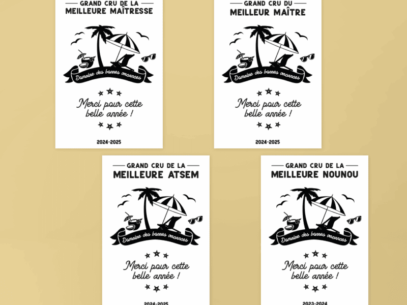 Etiquette bouteille de vin personnalisée pour cadeau de fin d'année scolaire