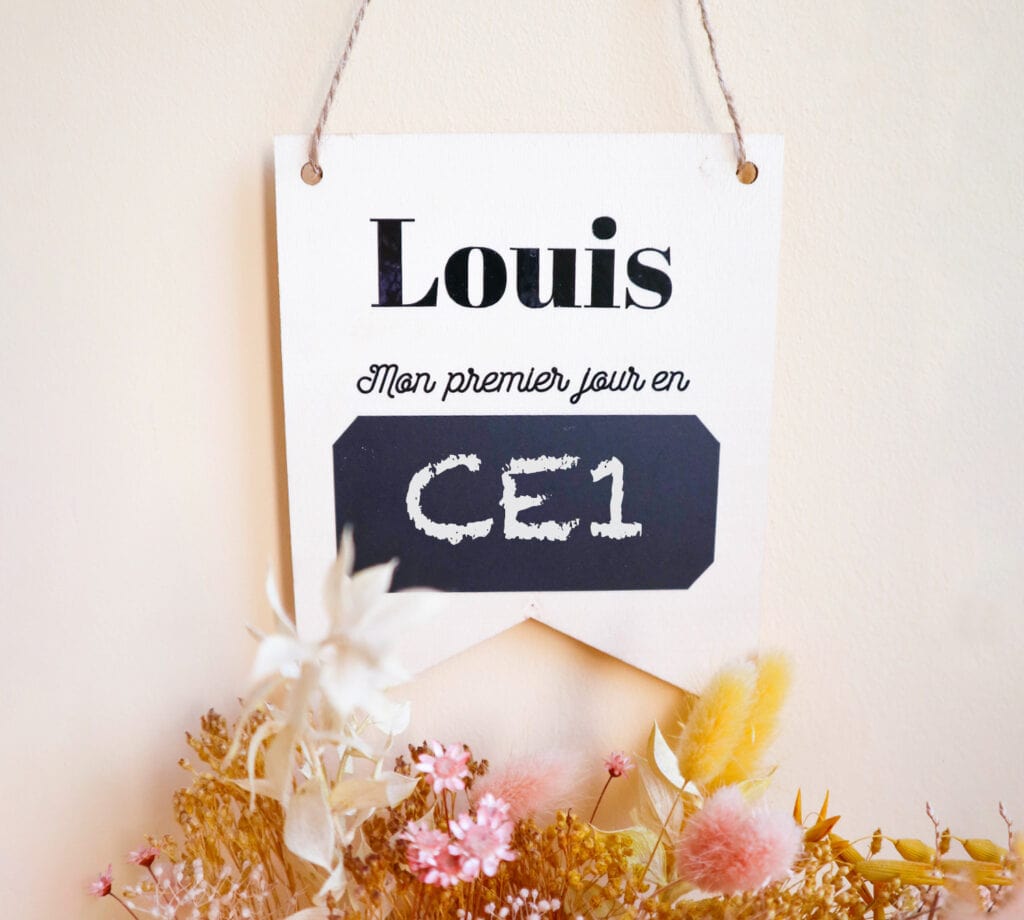Pancarte personnalisée Rentrée des classes - "Mon 1er jour d'école en..."
