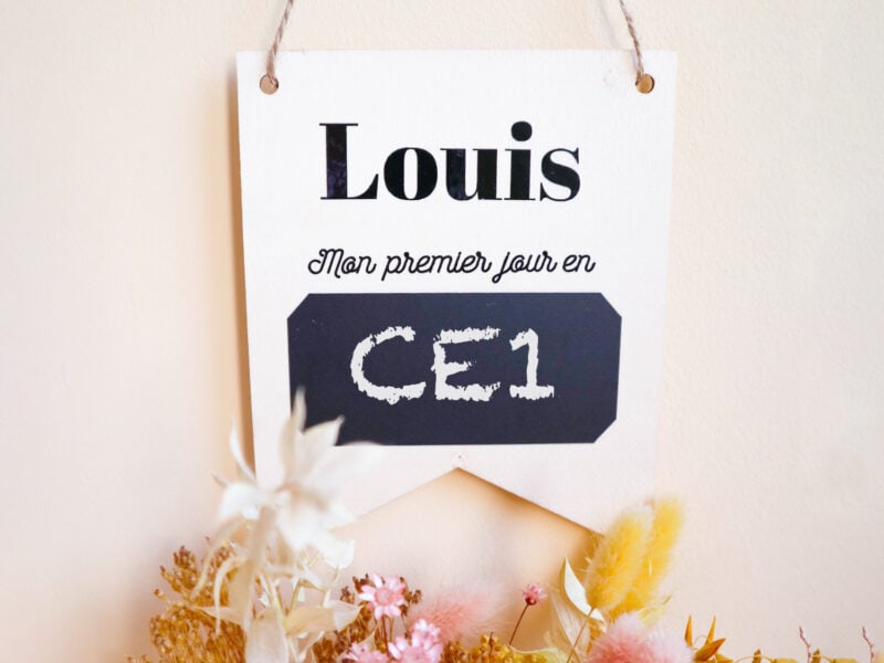 Pancarte personnalisée Rentrée des classes - "Mon 1er jour d'école en..."