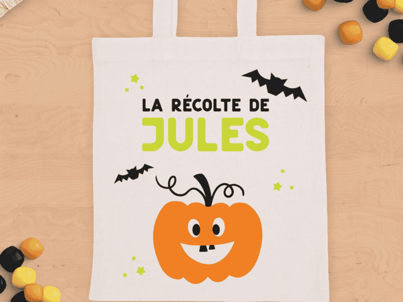 Tote bag enfant pour Halloween, récolte de bonbons