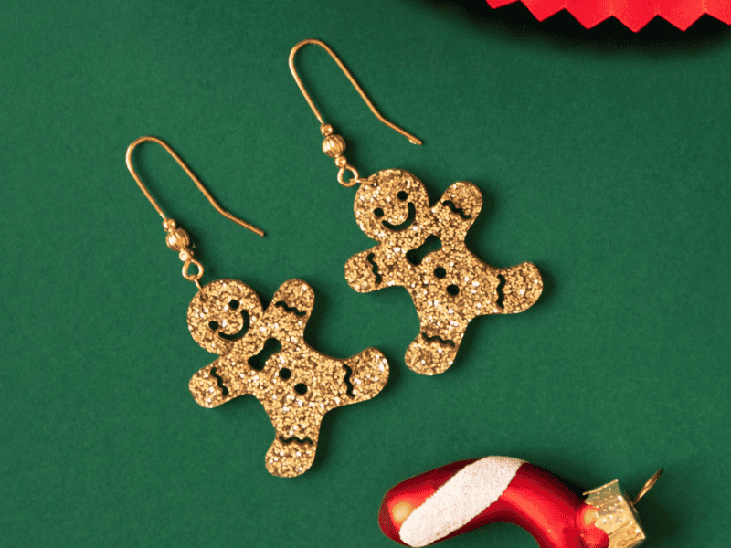 Boucles d'oreilles de Noël, bonhomme de pain d'épices - bijou gourmand, idée cadeau