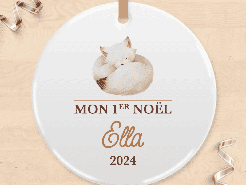 Boule de Noël personnalisée "Mon 1er Noël" pour naissance bébé 2024, ornement sapin