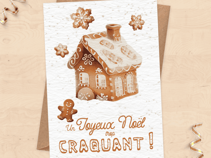Carte de voeux à planter - "Joyeux Noël trop craquant !" Carte voeux 2024