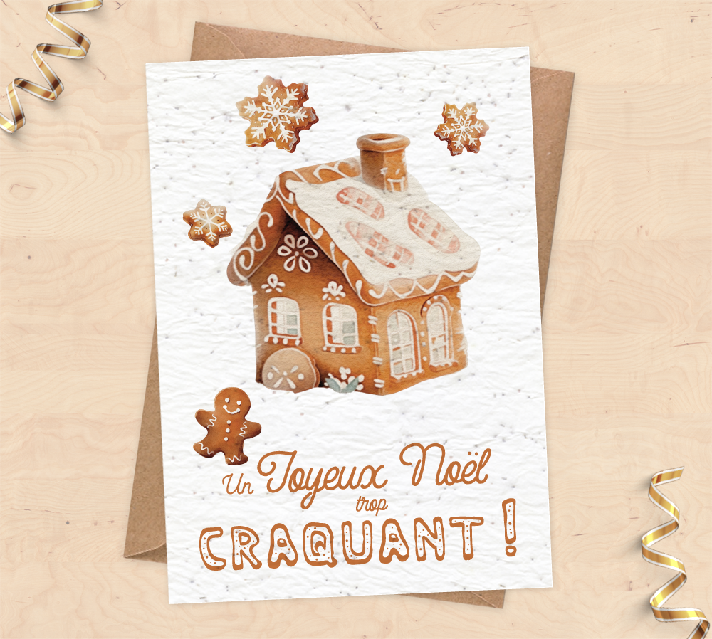 Carte De Noël Extra Large Avec 8 Pages Et Ruban Doré 30,5 X 20,3 Cm