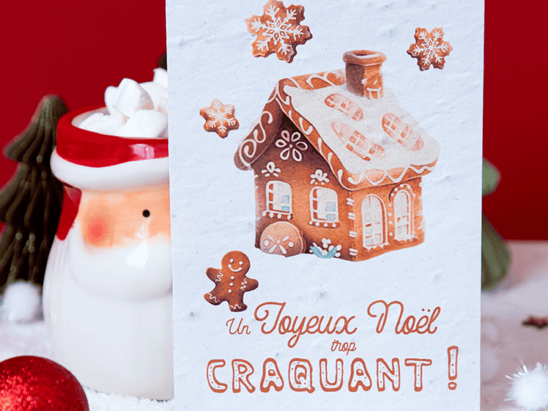 Carte de voeux à planter - "Joyeux Noël trop craquant !" Carte voeux 2024