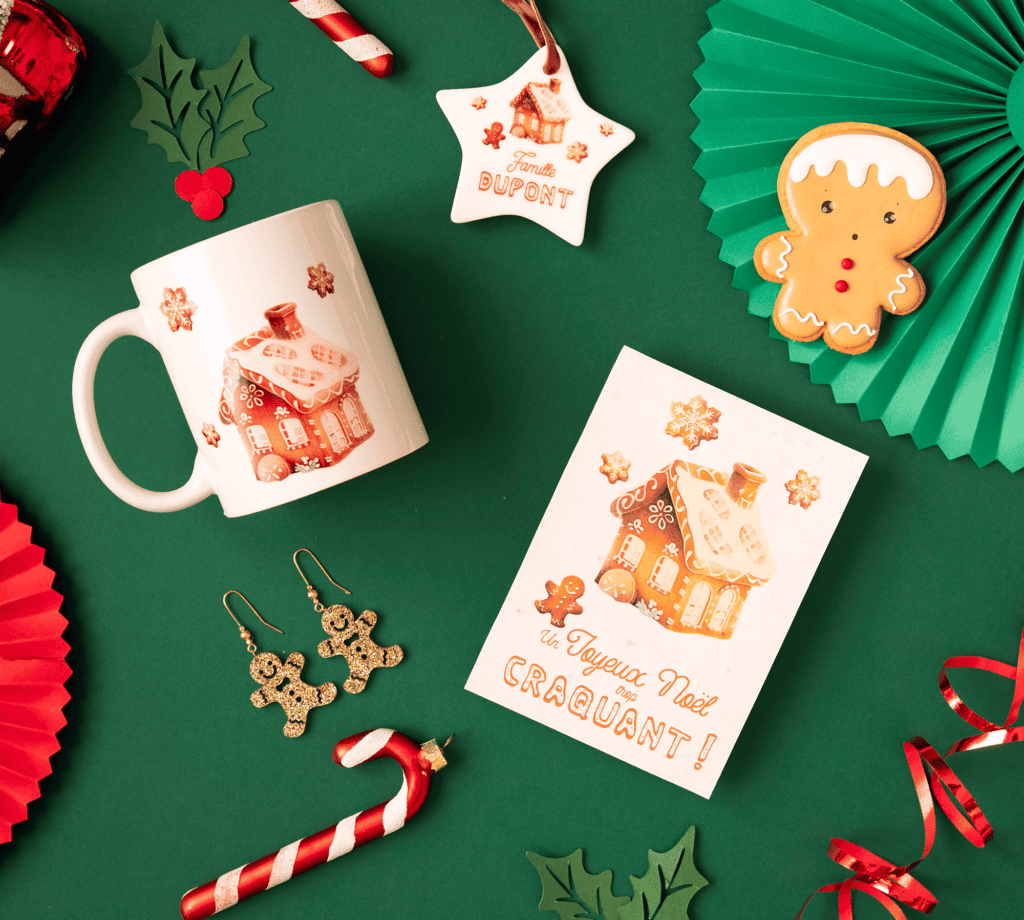 Box cadeau Noël gourmand - Coffret cadeaux personnalisés, thème maison et bonhomme de pain d'épices