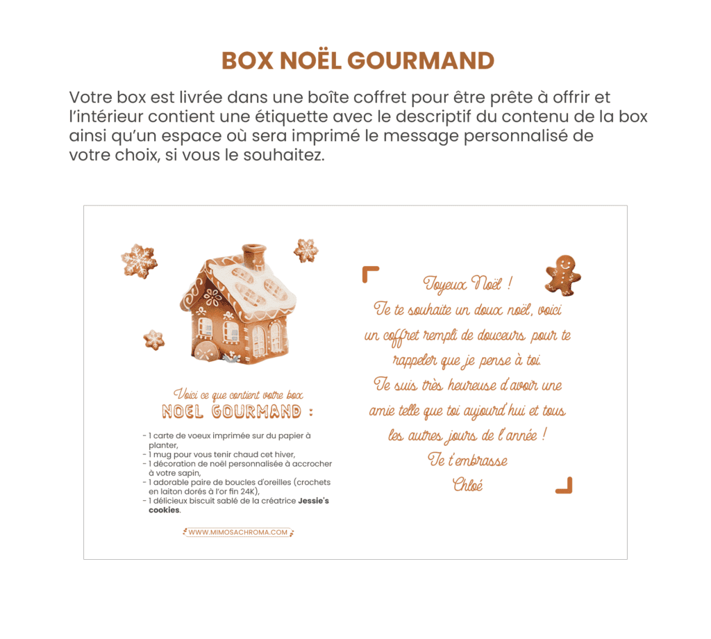 Box cadeau Noël gourmand - Coffret cadeaux personnalisés, thème maison et bonhomme de pain d'épices
