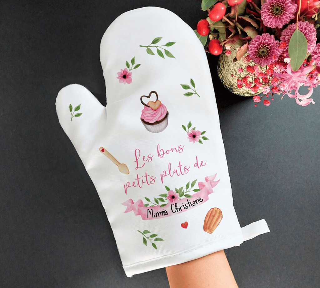 Gant de four personnalisé, cadeau pour mamie, Fête des grands-mères