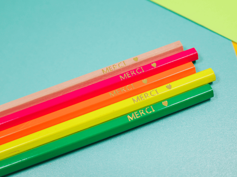 Lot de 5 crayons personnalisés pour cadeau "Merci maîtresse", fin d'année scolaire