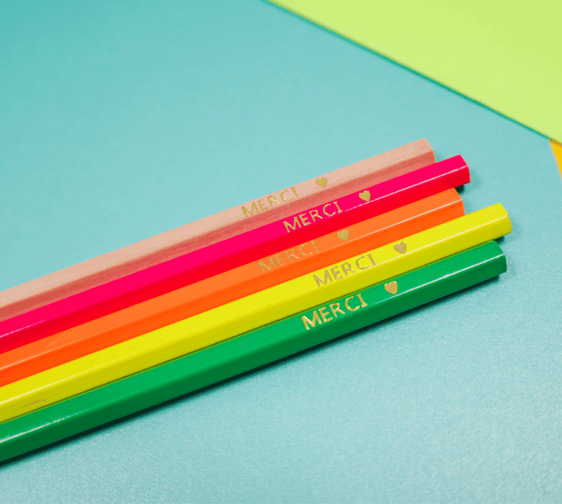 Lot de 5 crayons personnalisés pour cadeau "Merci maîtresse", fin d'année scolaire