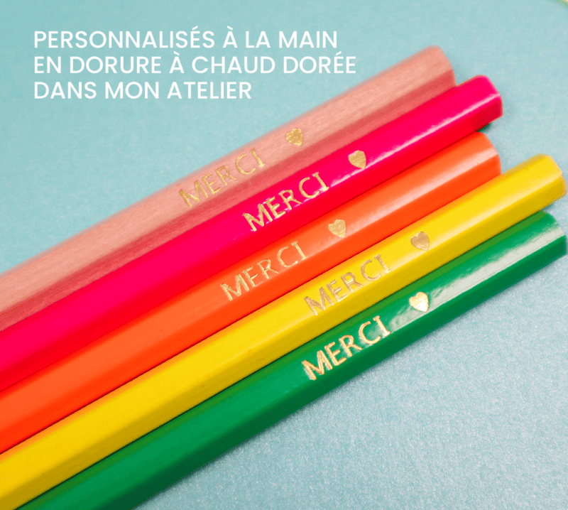 Lot de 5 crayons personnalisés pour cadeau "Merci maîtresse", fin d'année scolaire