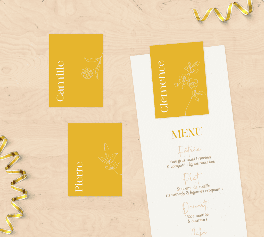 Faire-part de mariage | Collection Solaire 9 Marque-place pour menu mariage - Solaire