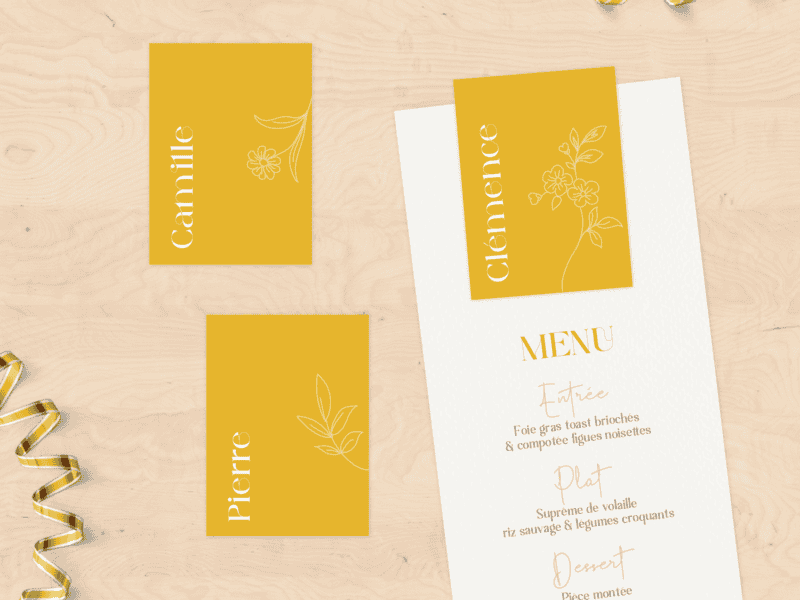 Marque-place pour menu mariage - Solaire