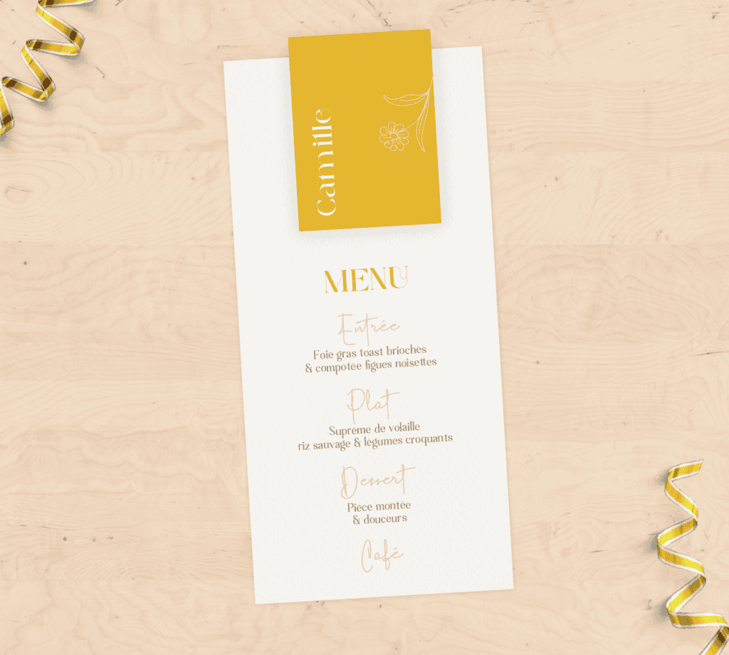 Faire-part de mariage | Collection Solaire 8 Menu mariage - Solaire