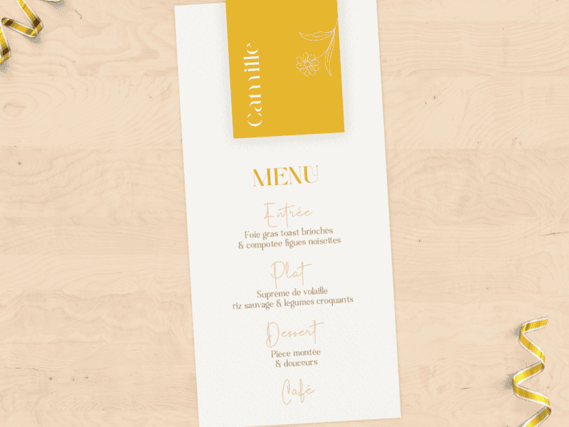 Menu mariage - Solaire