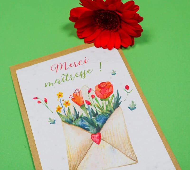 Carte à planter pour cadeau Maîtresse - merci maitresse !