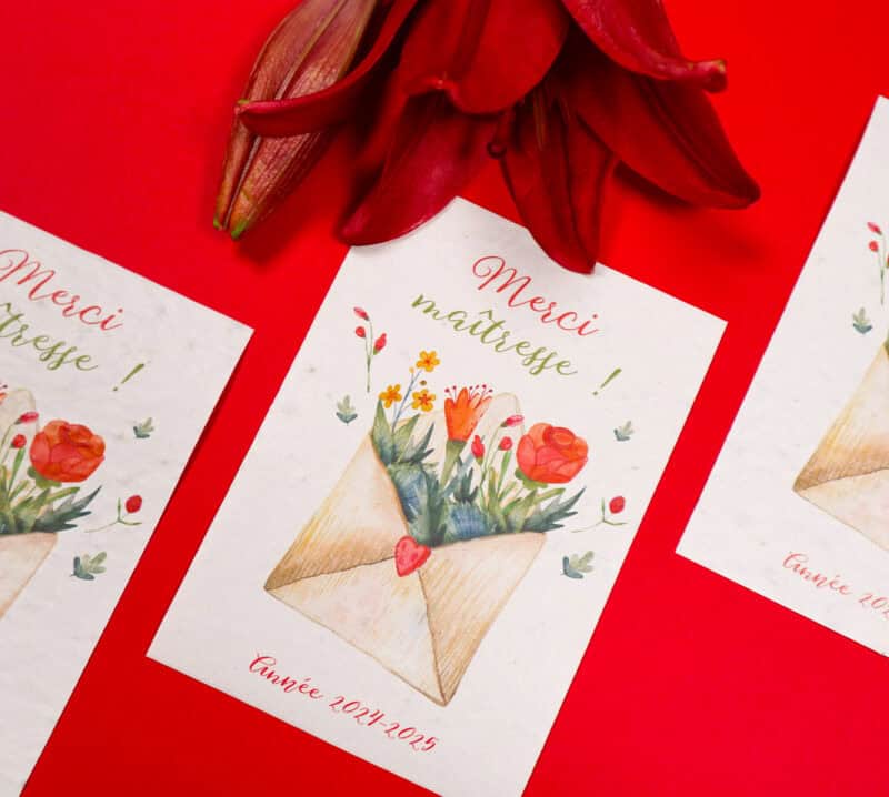Carte à planter pour cadeau Maîtresse - merci maitresse ! Année 2024-2025