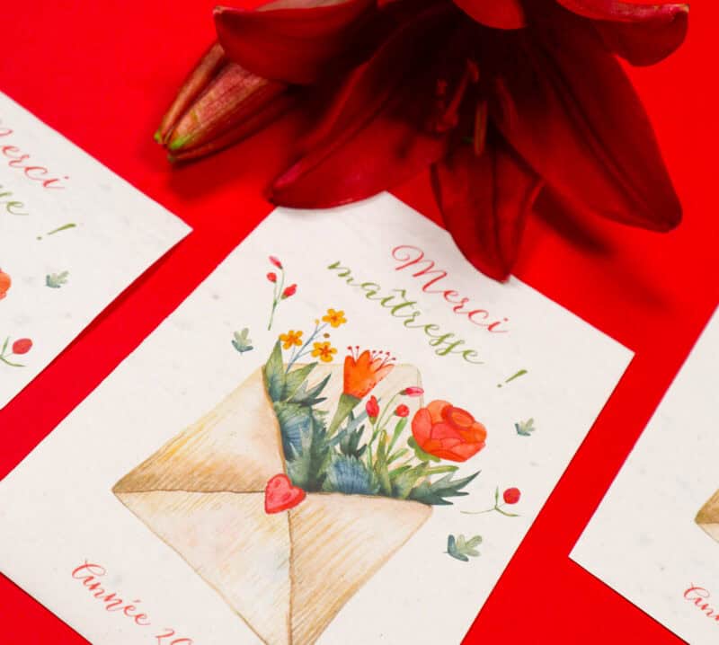 Carte à planter pour cadeau Maîtresse - merci maitresse !