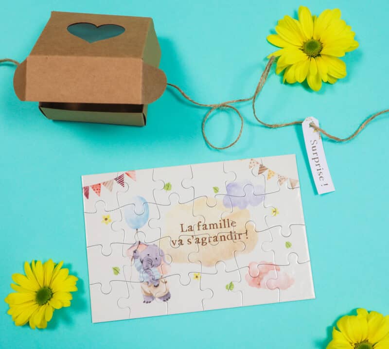 Carte puzzle annonce grossesse "La famille va s'agrandir"
