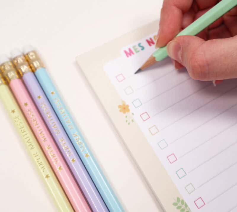 Lot de 5 crayons personnalisés "Super maîtresse/maître/atsem/nounou", cadeau fin d'année scolaire