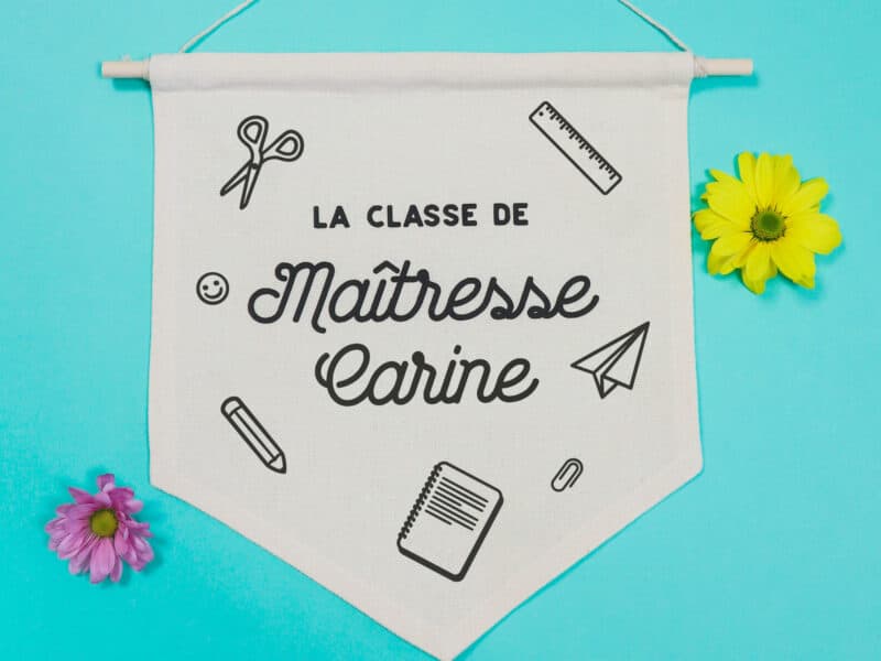 Fanion personnalisé "La classe de..." - Cadeau fin d’année scolaire Maîtresse, Maître
