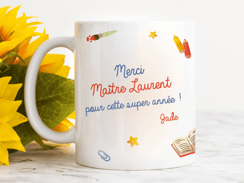 Mug personnalisé pour cadeau fin d'année scolaire - Merci pour cette super année !
