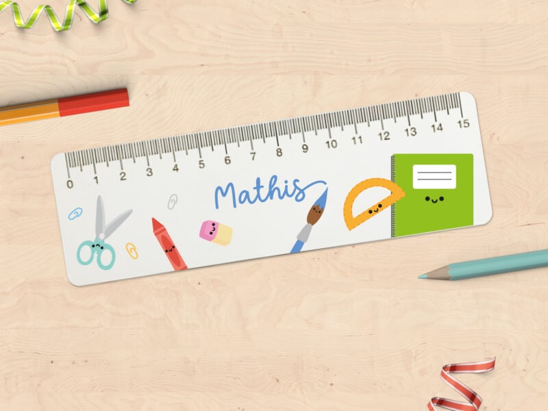 Règle 15cm personnalisée avec prénom enfant, rentrée des classes