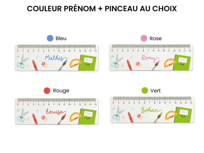 Règle 15cm personnalisée avec prénom enfant, rentrée des classes