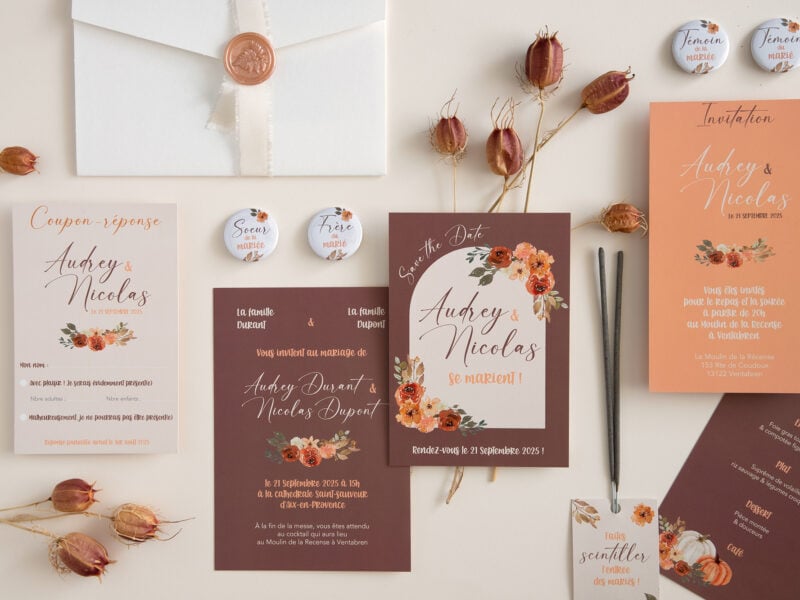 Faire-part de mariage, collection Automne