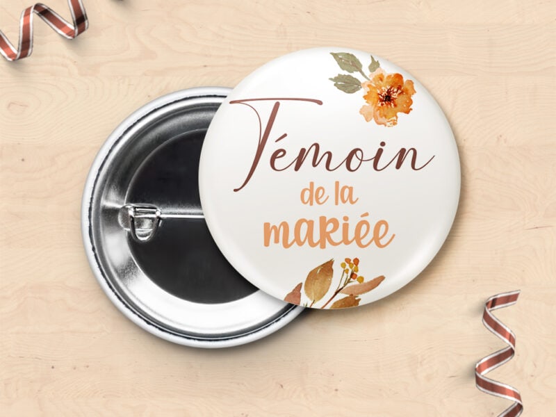 Badges de mariage pour témoins et famille - Collection Automne