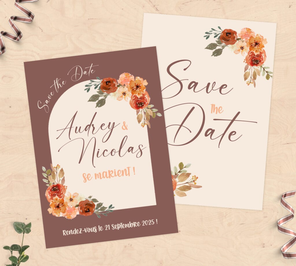 Faire-part de mariage | Collection Automne 6 "Save the Date" - Collection Automne